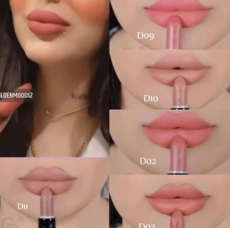 رژلب جامد گلدن مود Golden Mood با تمرکز بر استفاده آسان و نتیجه طبیعی در گروه رژ؛ نمای شماره 12