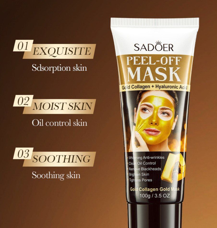 ماسک Peel Off طلا از برند سادور Sadoer با تمرکز بر استفاده آسان و نتیجه طبیعی در گروه ماسک؛ نمای شماره 8