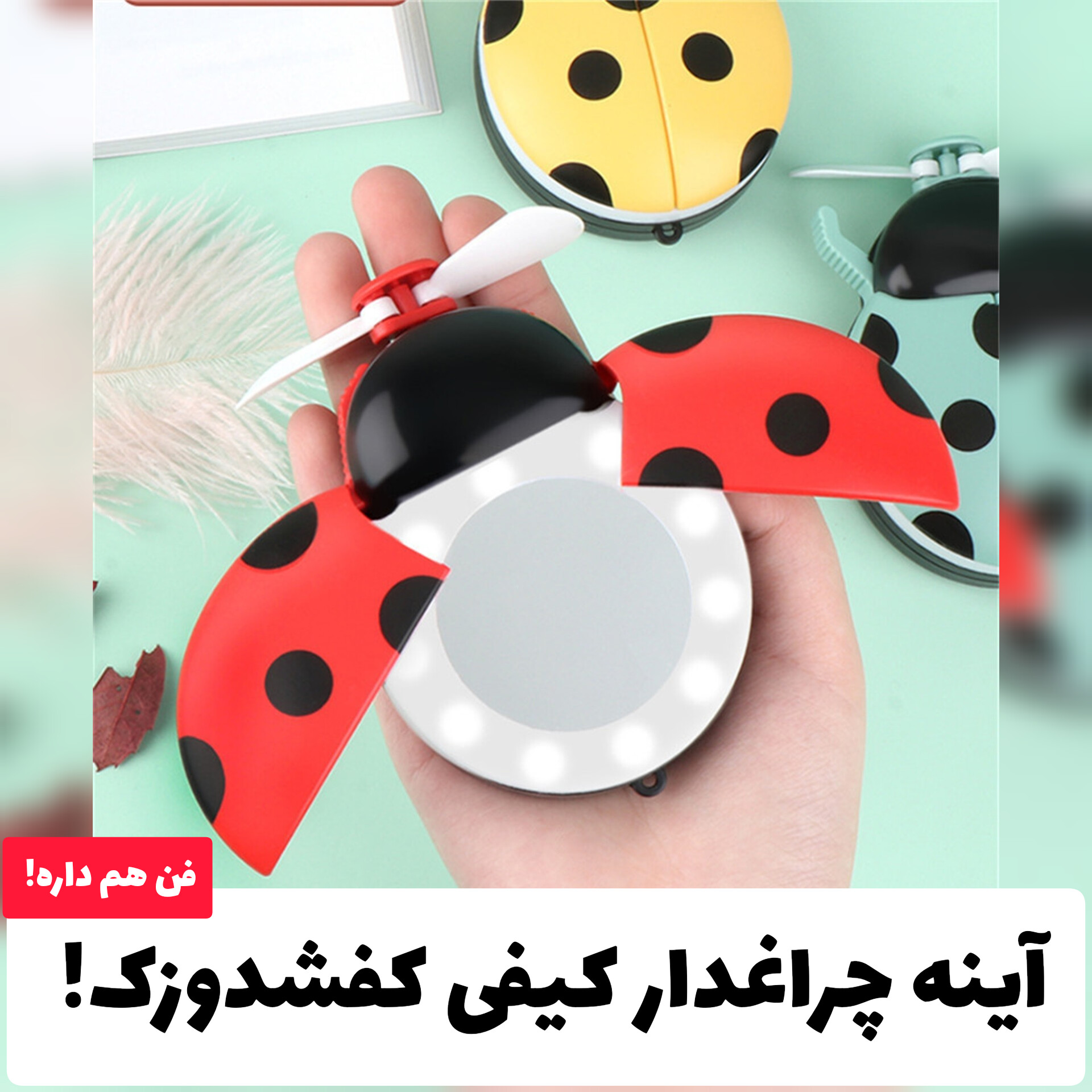 آینه چراغدار کیفی کفشدوزک با معرفی دقیق ویژگی‌ها و کاربرد در گروه آیینه