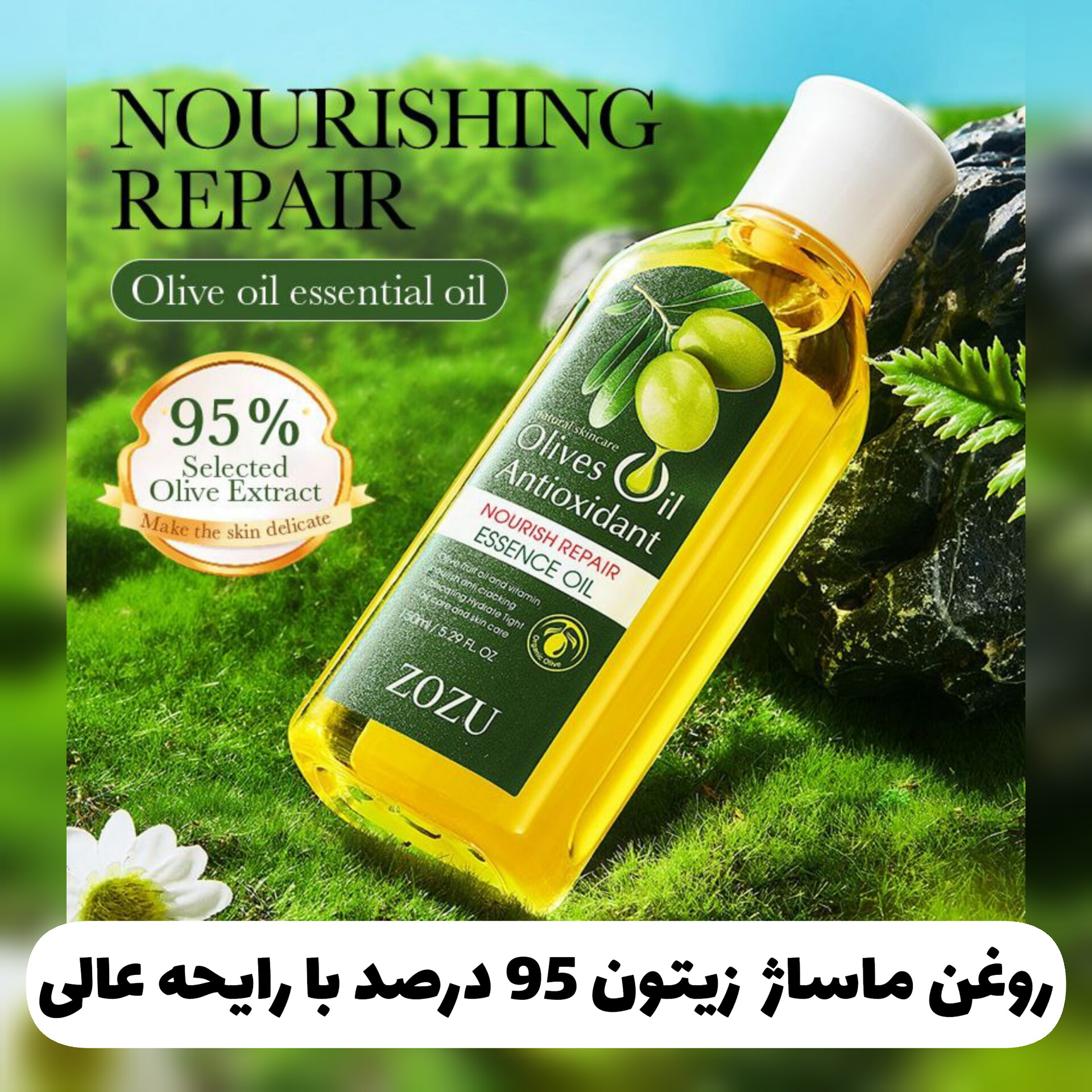 روغن ماساژ زیتون 95 درصد طبیعی؛ گزینه‌ای مناسب برای تکمیل روتین زیبایی در گروه محصول زیبایی
