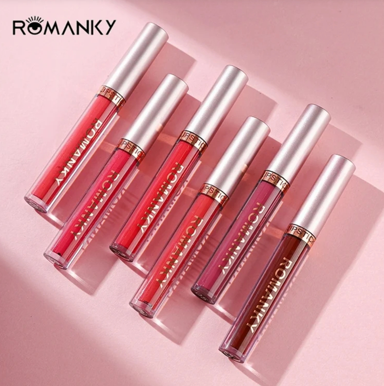 پک 6 تایی لیپ گلاس Romanky با تمرکز بر استفاده آسان و نتیجه طبیعی در گروه رژ؛ نمای شماره 3