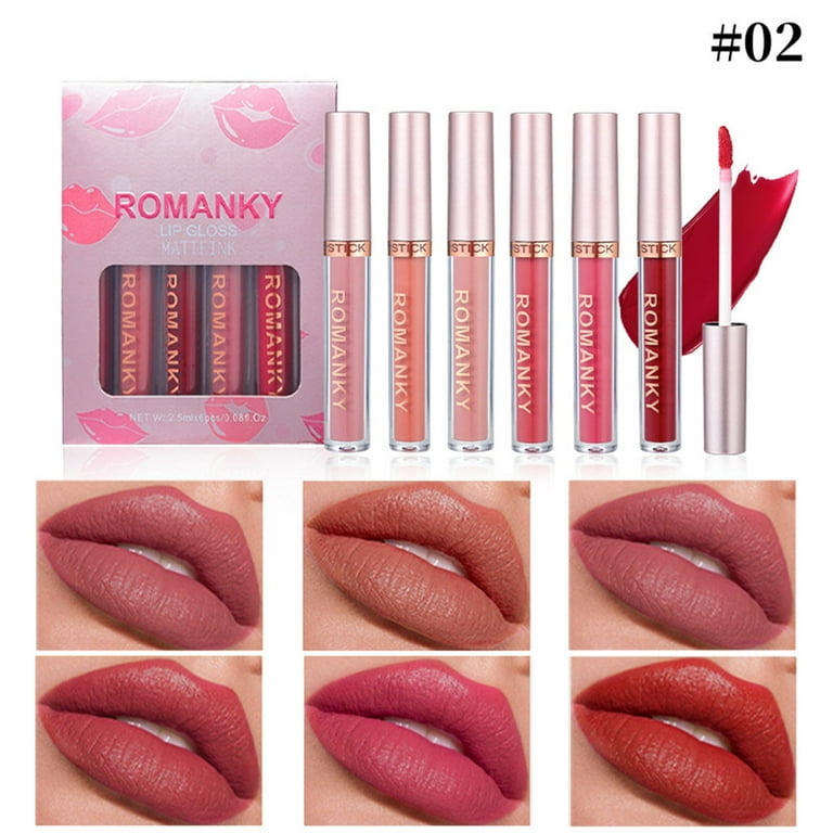 پک 6 تایی لیپ گلاس Romanky با تمرکز بر استفاده آسان و نتیجه طبیعی در گروه رژ؛ نمای شماره 4
