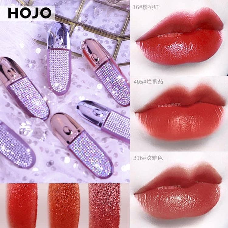 رژلب نگینی hojo با تمرکز بر استفاده آسان و نتیجه طبیعی در گروه رژ؛ نمای شماره 4